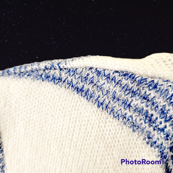 Amy Byer Cardigan Sweater with Short Sleeve Top Girls M 10-12 Blue White Silver - Picture 3 of 7